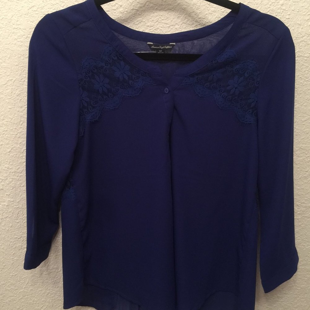 American Eagle Blue Blouse Size Small